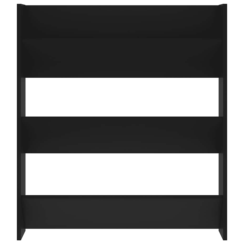 Wall-mounted shoe cabinet, black, 80x18x90cm, engineered wood