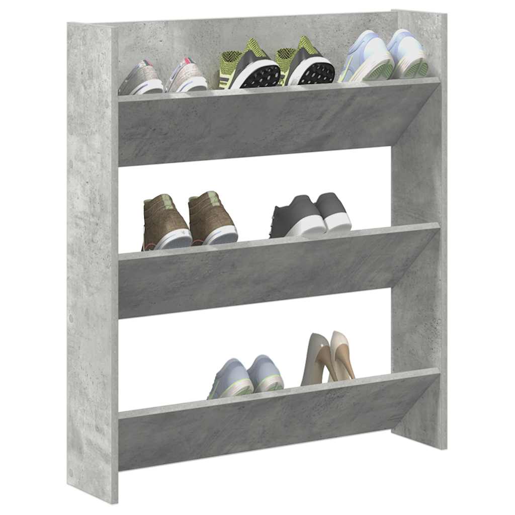 Wall-mounted shoe cabinet, concrete grey, 80x18x90cm, chipboard
