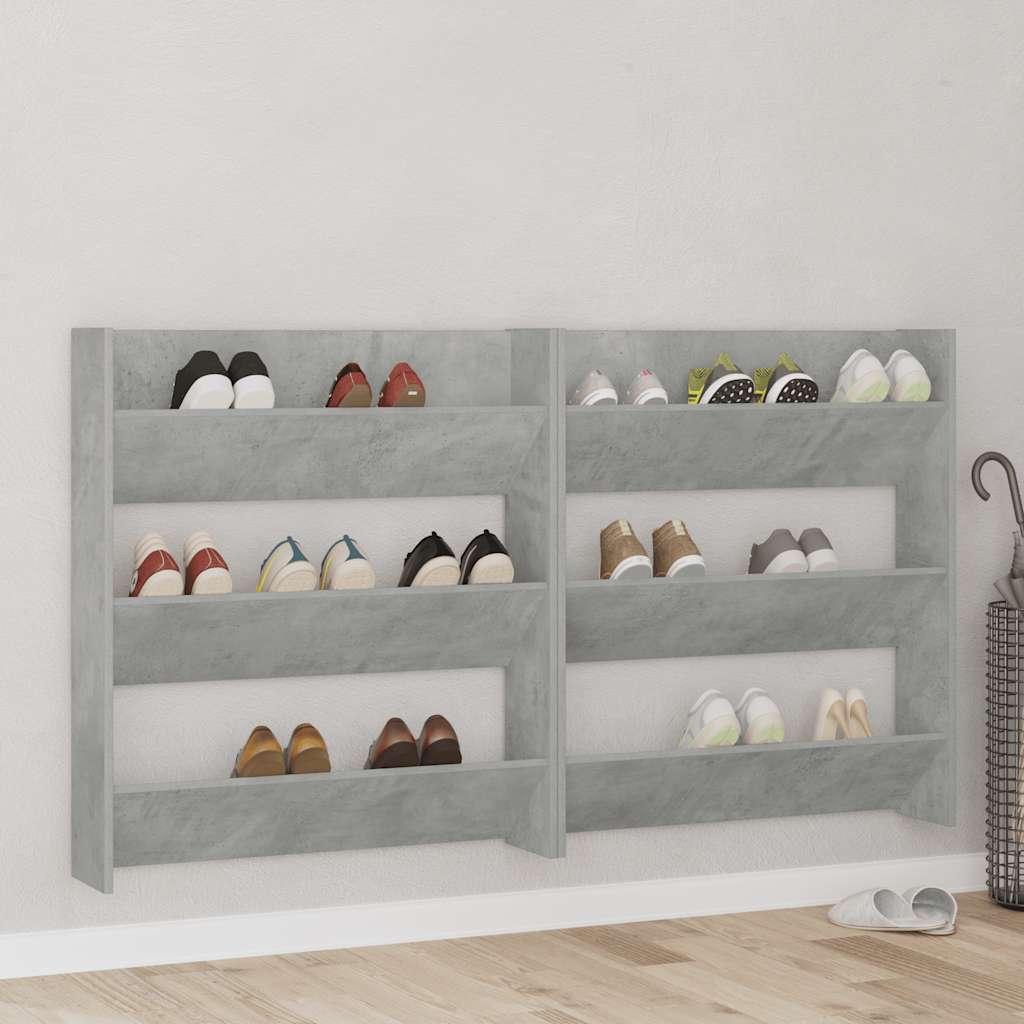 Wall-mounted shoe cabinet, concrete grey, 80x18x90cm, chipboard