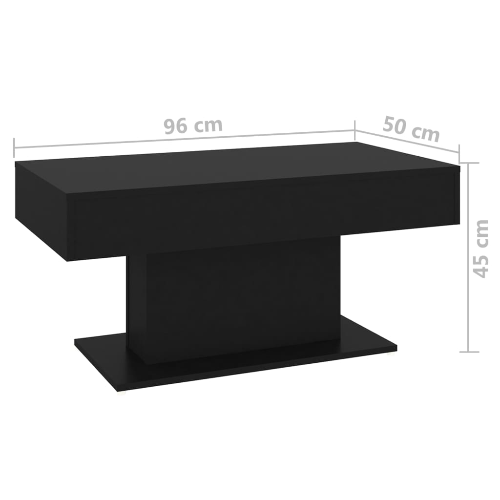 Coffee table, black, 96x50x45cm, engineered wood