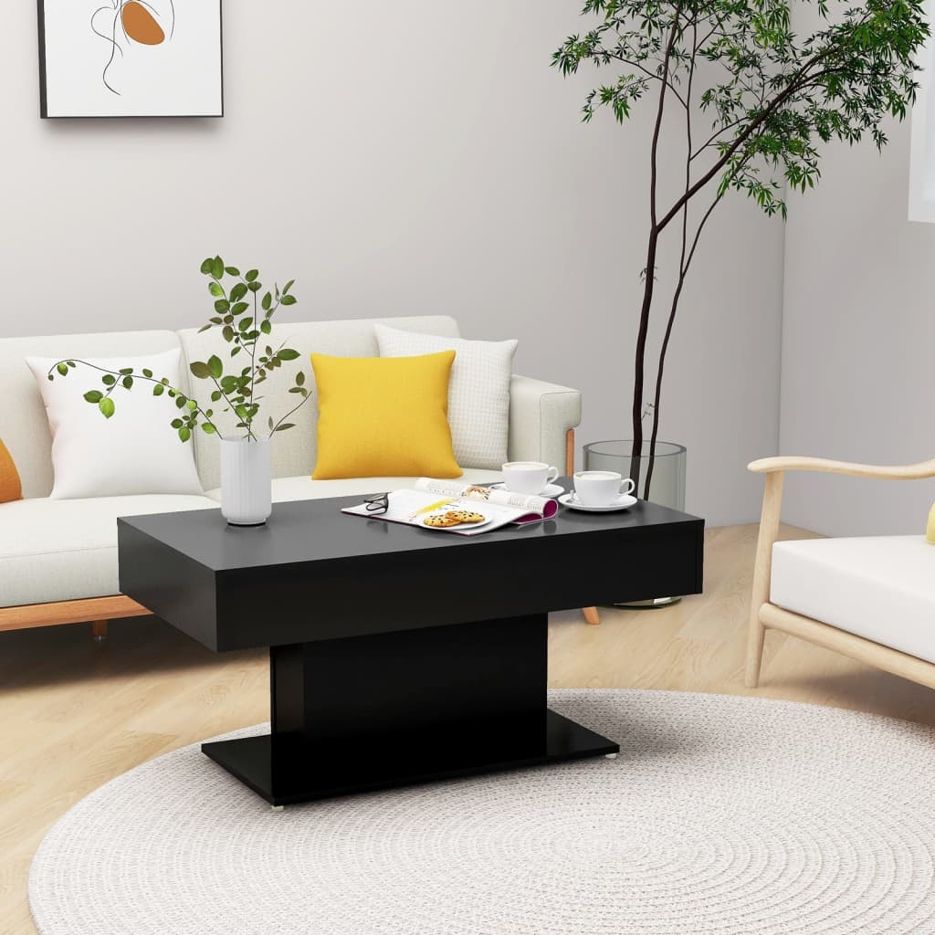 Coffee table, black, 96x50x45cm, engineered wood