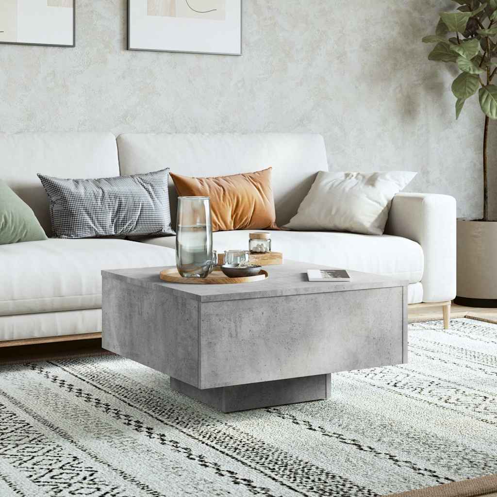 Galda virsma, betona pelēka, 60x60x31,5 cm, apstrādāta koksne