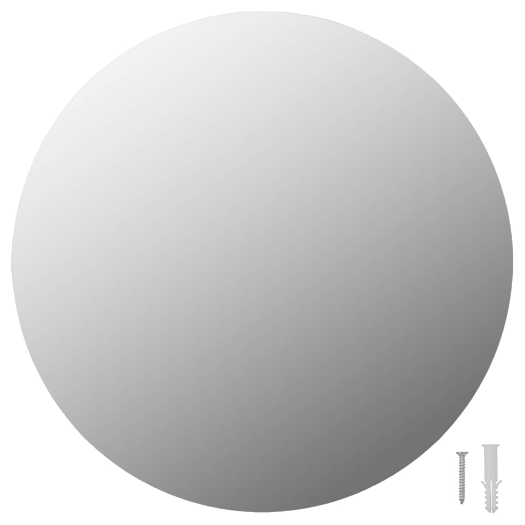 Wall mirror with LED lights, round, glass