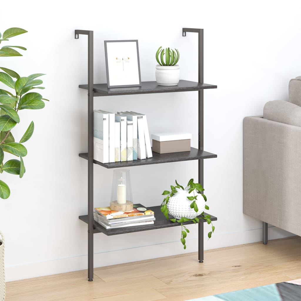 Leaning shelf, 3-tier, black, 64x35x120.5cm