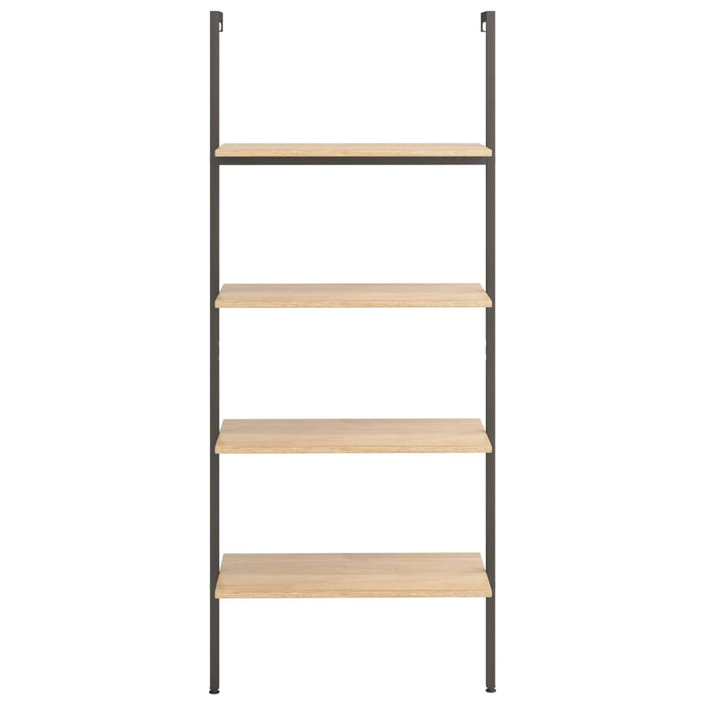 Leaning Shelf, 4-Tier, Light Brown/Black, 64x35x152.5cm