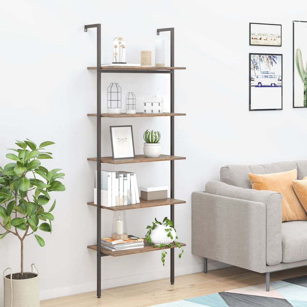 Leaning shelf, 5-tier, dark brown/black, 64x35x185cm