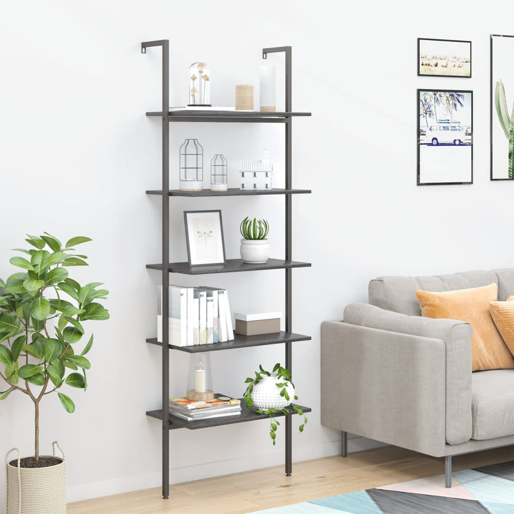 Leaning shelf, 5-tier, black, 64x35x185cm
