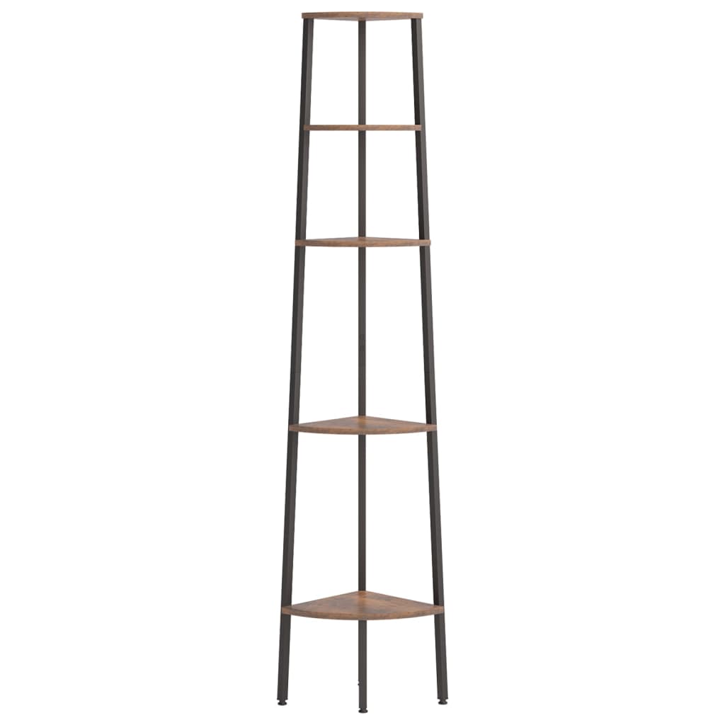 Kampinė lentyna, 5 pakopų, tamsiai ruda/juoda, 45,5x31,5x180cm