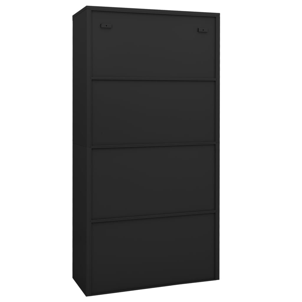 Biuro spintelė, antracito, 90x40x180cm, plienas ir stiklas