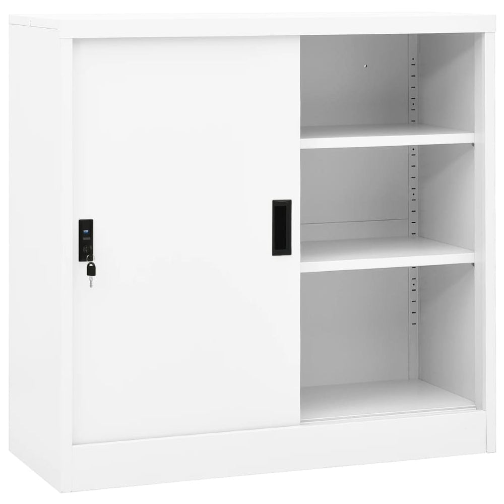 Office cabinet with sliding doors, white, 90x40x90cm, steel