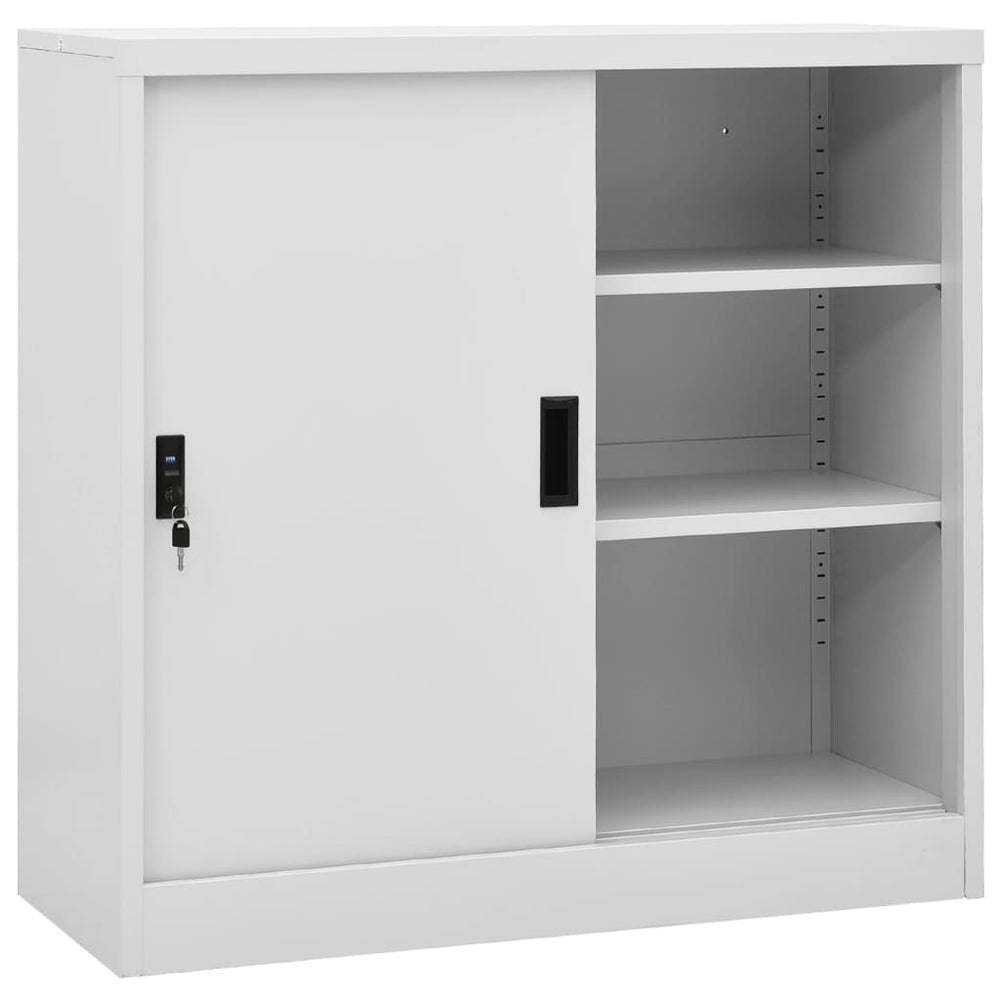 Office cabinet with sliding doors, grey, 90x40x90cm, steel