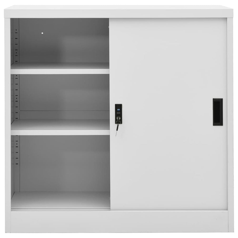 Office cabinet with sliding doors, grey, 90x40x90cm, steel