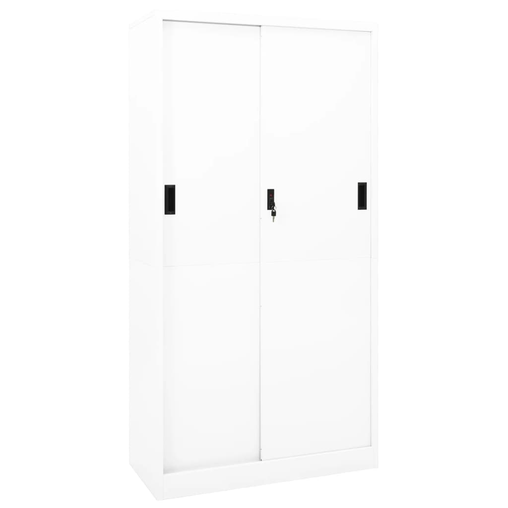 Office cabinet with sliding doors, white, 90x40x180cm, steel
