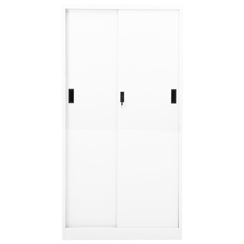 Office cabinet with sliding doors, white, 90x40x180cm, steel