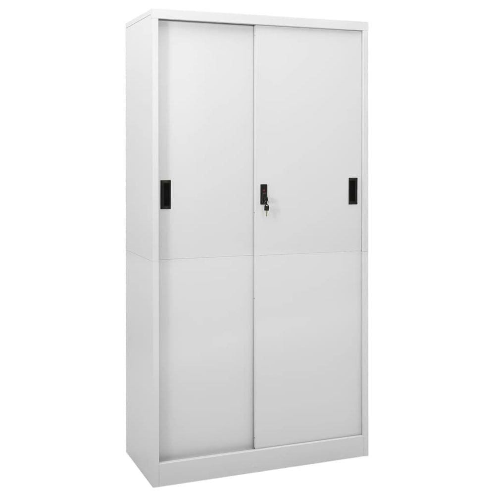 Office cabinet with sliding doors, grey, 90x40x180cm, steel