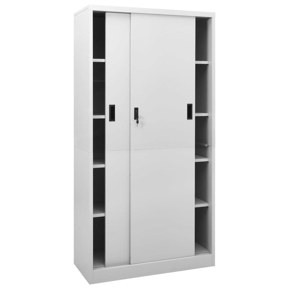 Office cabinet with sliding doors, grey, 90x40x180cm, steel