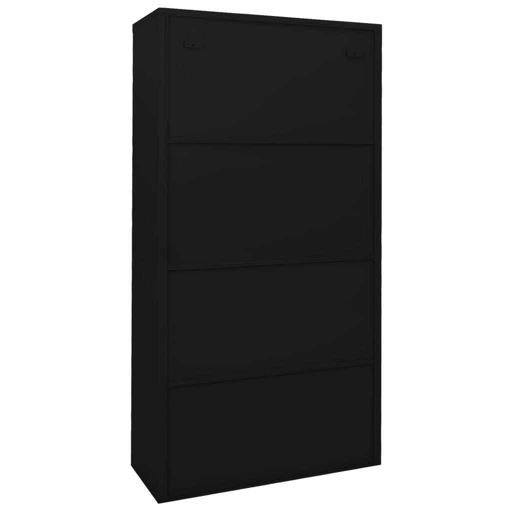 Office cabinet with sliding doors, black, 90x40x180cm, steel