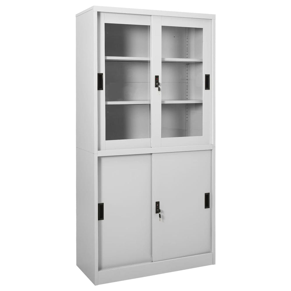 Office cabinet with sliding doors, grey, 90x40x180cm, steel