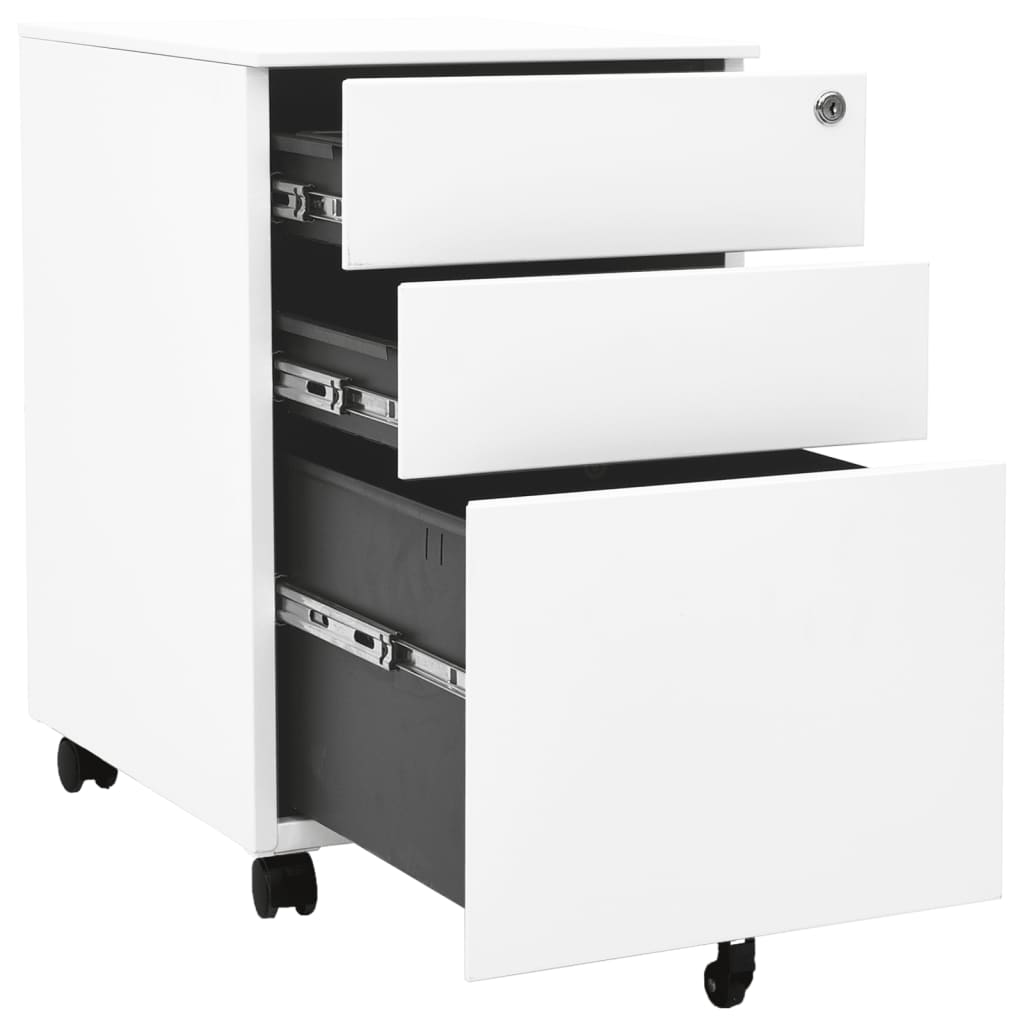 Mobile filing cabinet, white, 39x45x60cm, steel