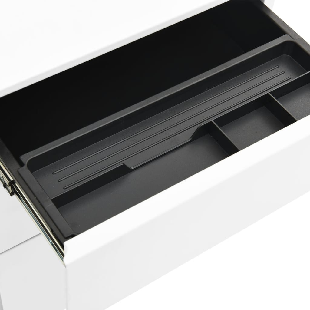 Mobile filing cabinet, white, 39x45x60cm, steel