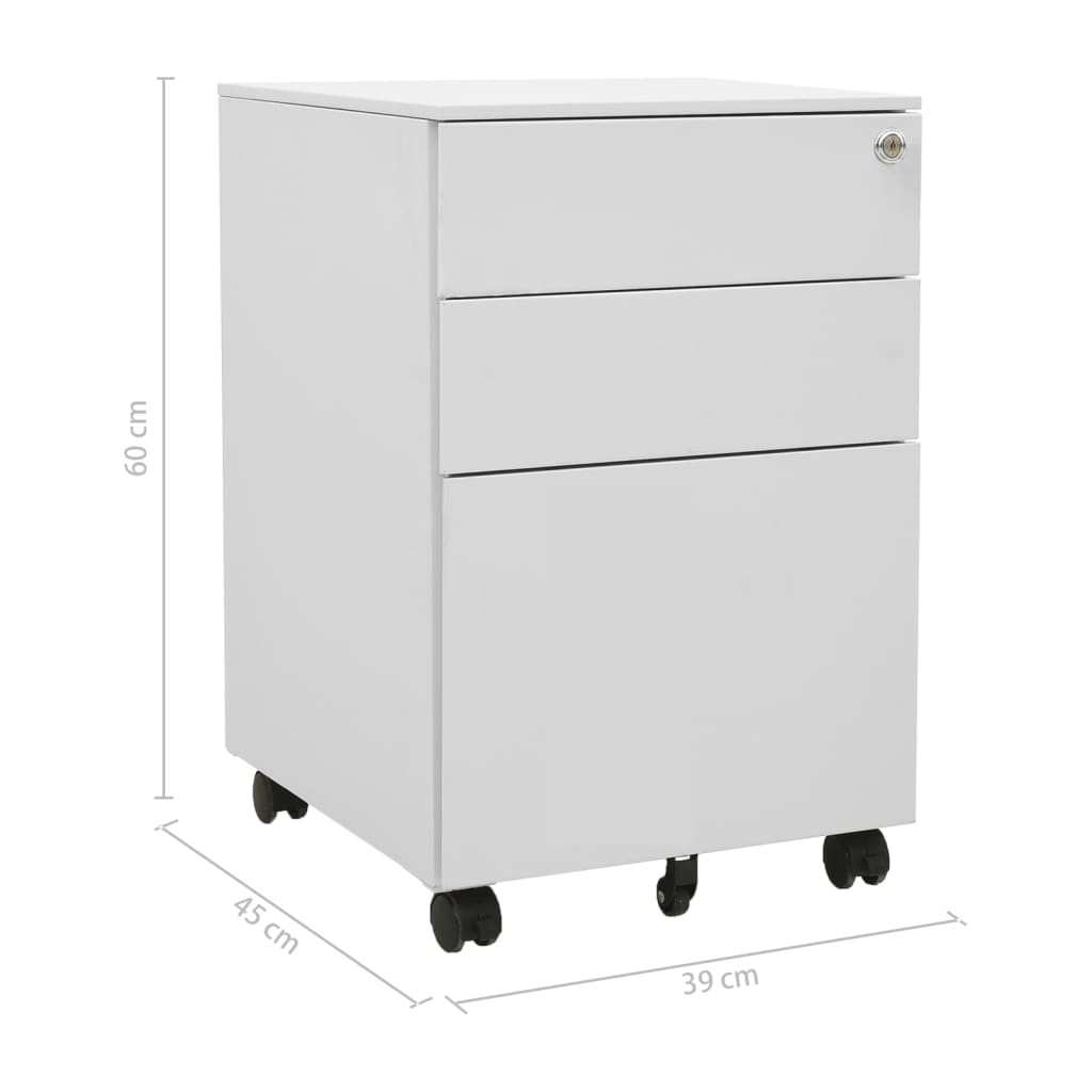 Mobile filing cabinet, gray, 39x45x60cm, steel