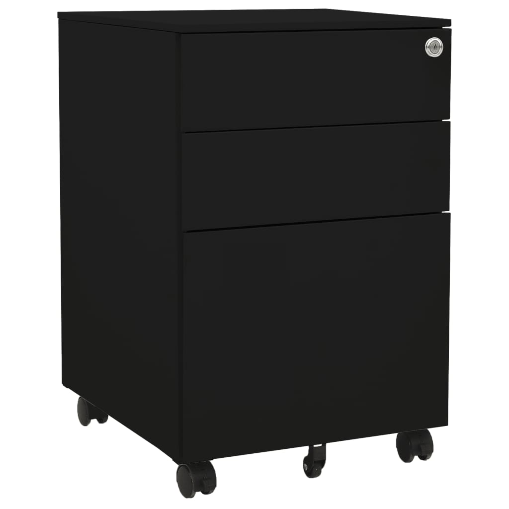 Mobile pedestal for documents, black, 39x45x60cm, steel
