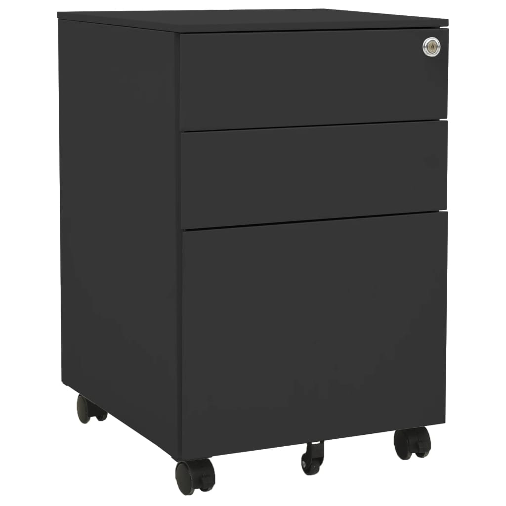 Mobile filing cabinet, anthracite, 39x45x60cm, steel