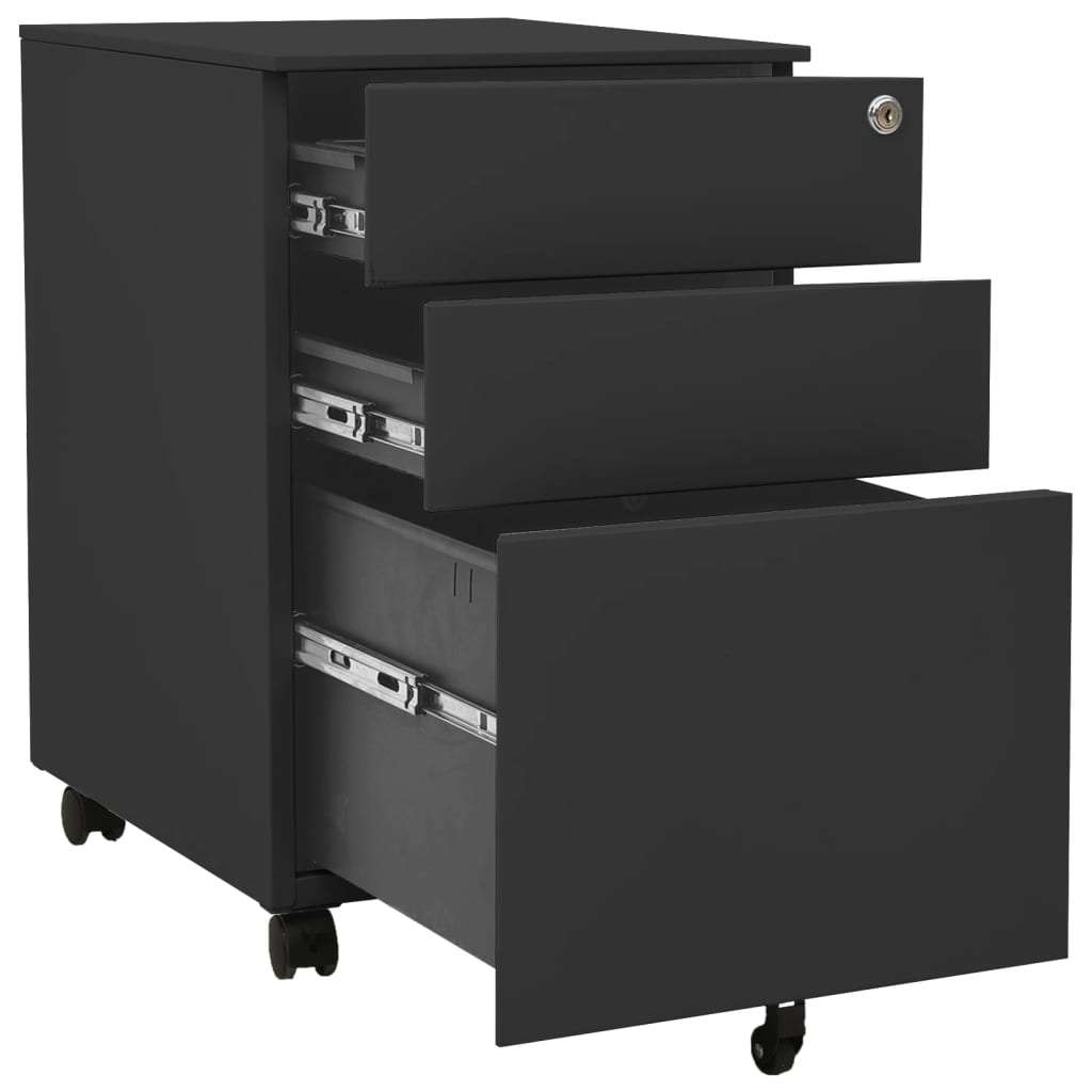 Mobile filing cabinet, anthracite, 39x45x60cm, steel