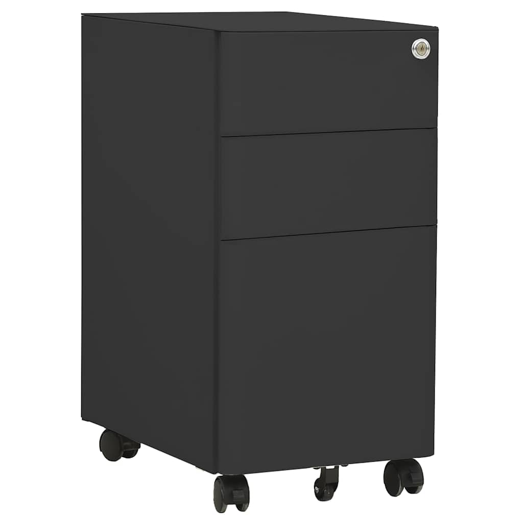 Mobile filing cabinet, anthracite, 39x45x59cm, steel