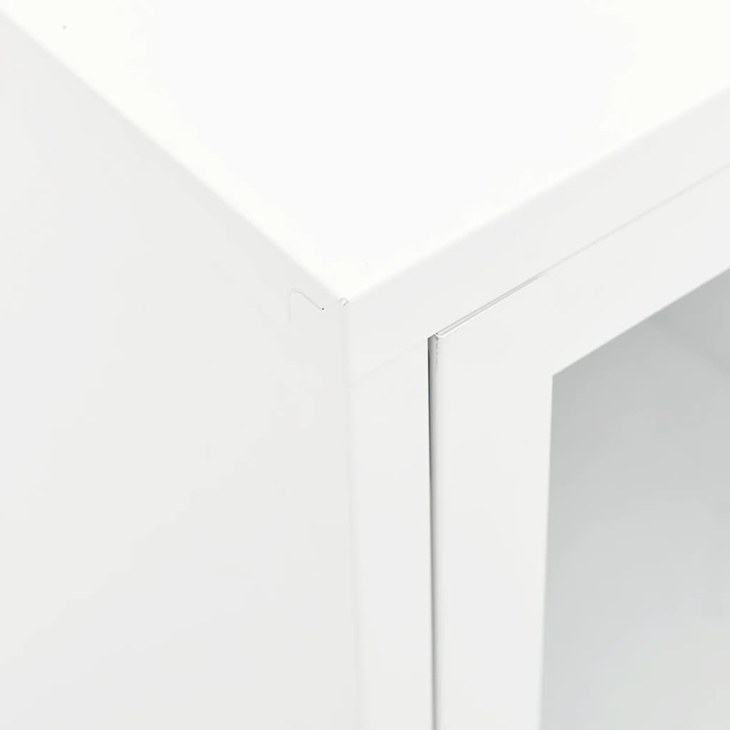 TV stand, white, 105x35x52cm, steel and glass