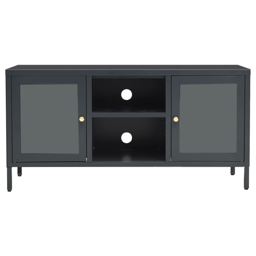 TV cabinet, anthracite, 105x35x52cm, steel/glass