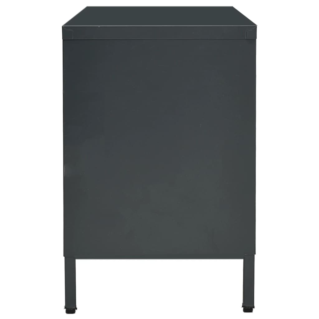 TV cabinet, anthracite, 105x35x52cm, steel/glass