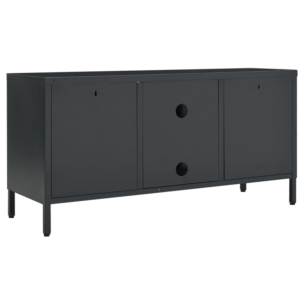 TV cabinet, anthracite, 105x35x52cm, steel/glass