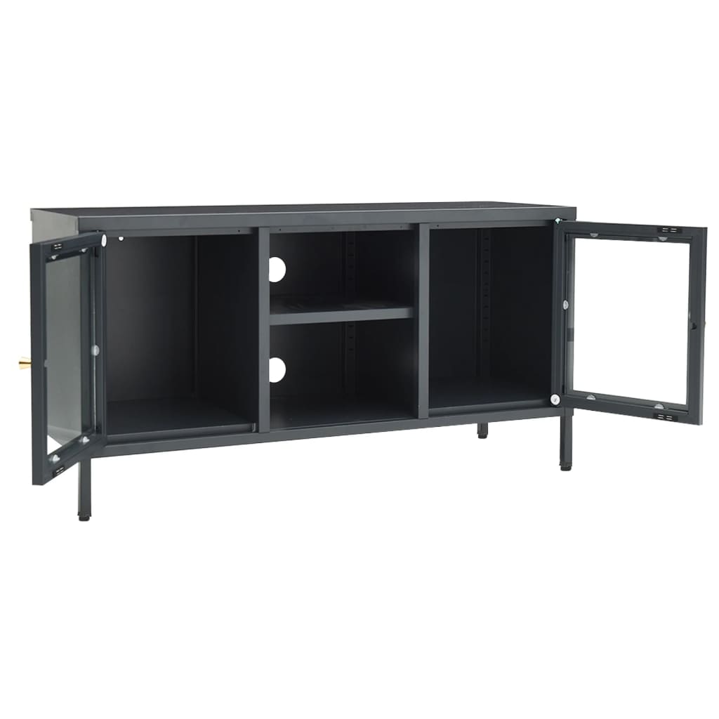 TV cabinet, anthracite, 105x35x52cm, steel/glass