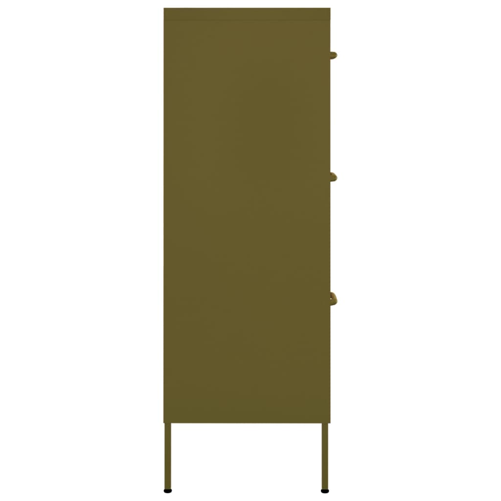 Drawer cabinet, olive green, 80x35x101.5cm, steel