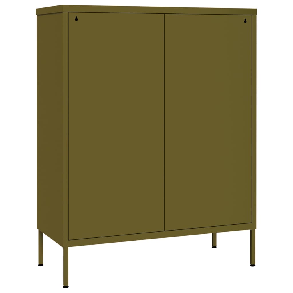 Drawer cabinet, olive green, 80x35x101.5cm, steel