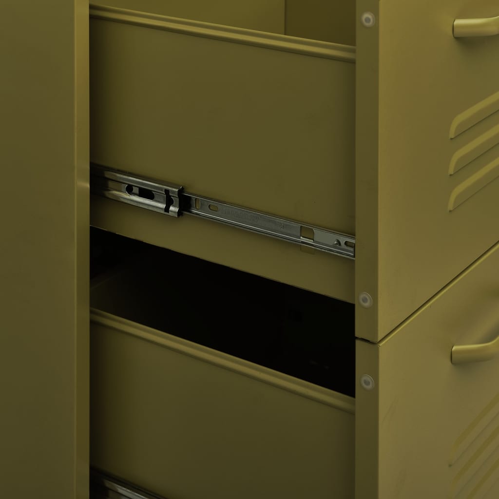 Drawer cabinet, olive green, 80x35x101.5cm, steel