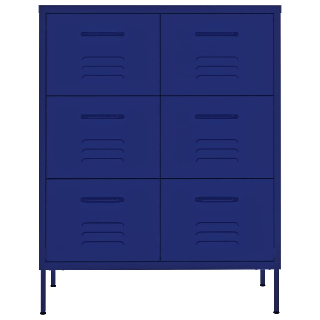 Chest of drawers, dark blue, 80x35x101.5cm, steel