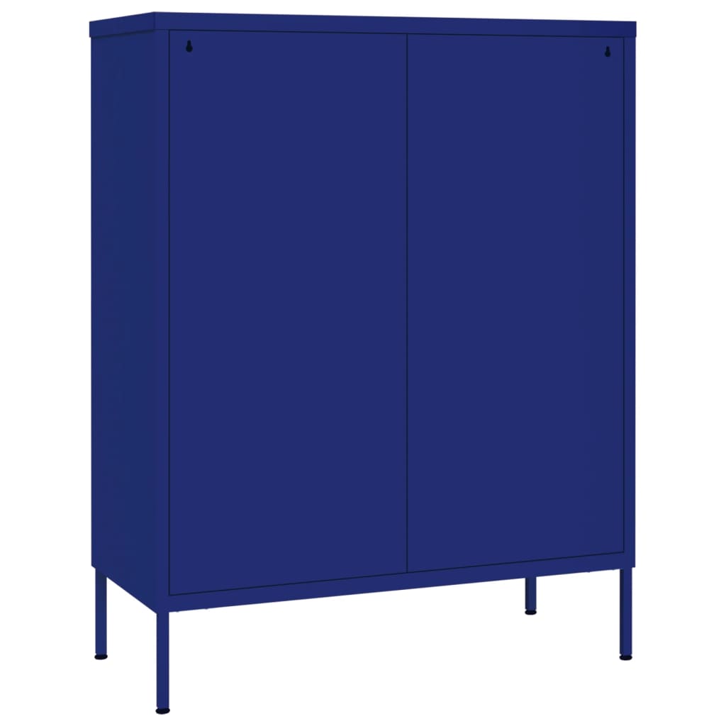 Chest of drawers, dark blue, 80x35x101.5cm, steel