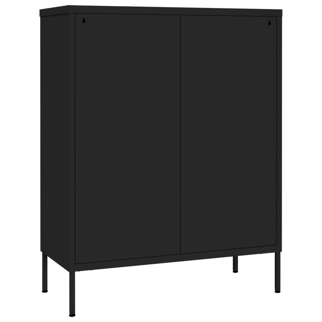 Kumode ar atvilktnēm, melna, 80x35x101,5cm, tērauds