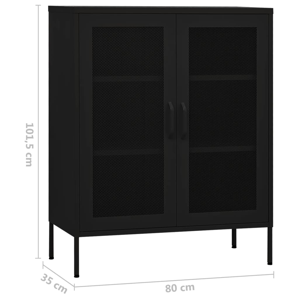 Storage cabinet, black, 80x35x101.5cm, steel