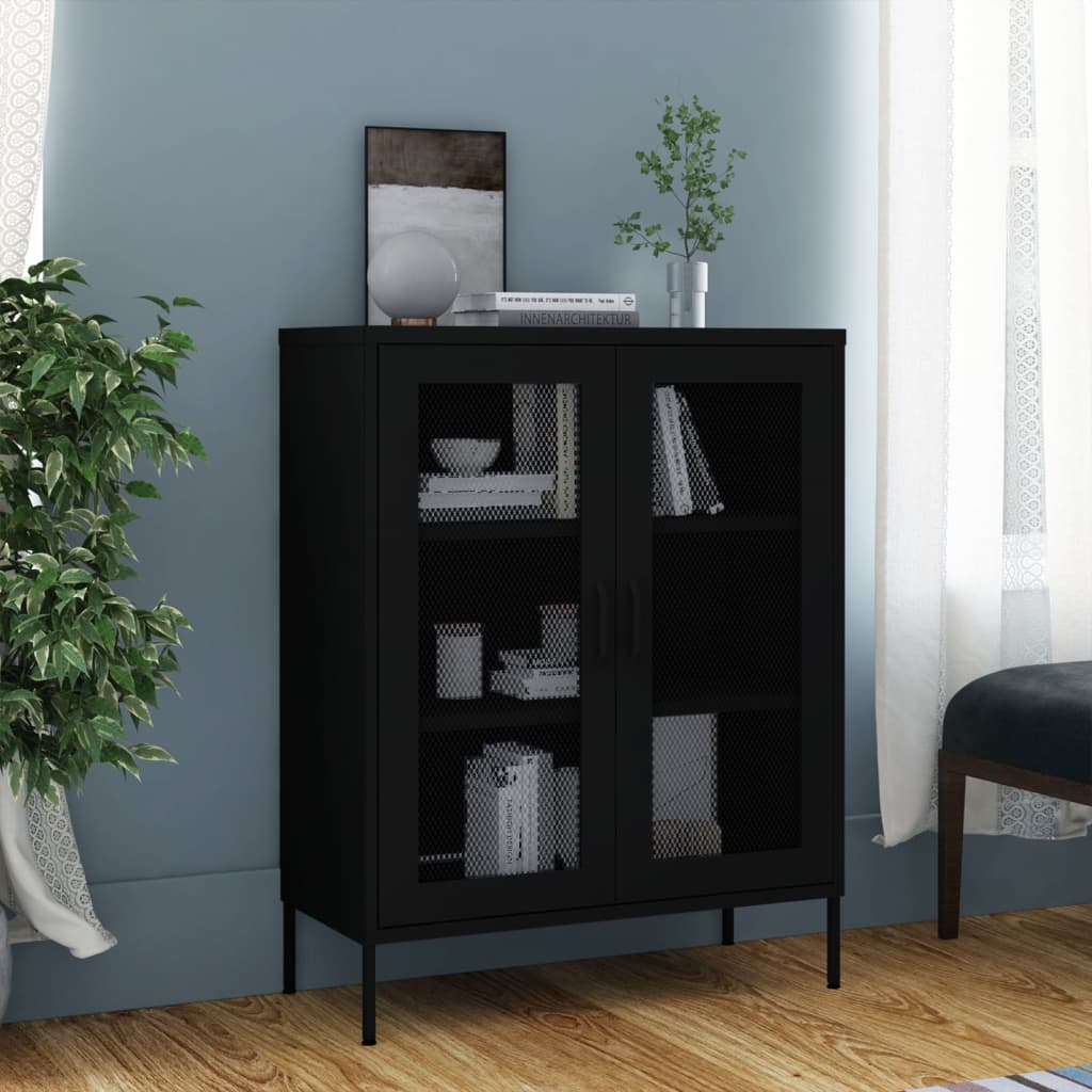 Storage cabinet, black, 80x35x101.5cm, steel