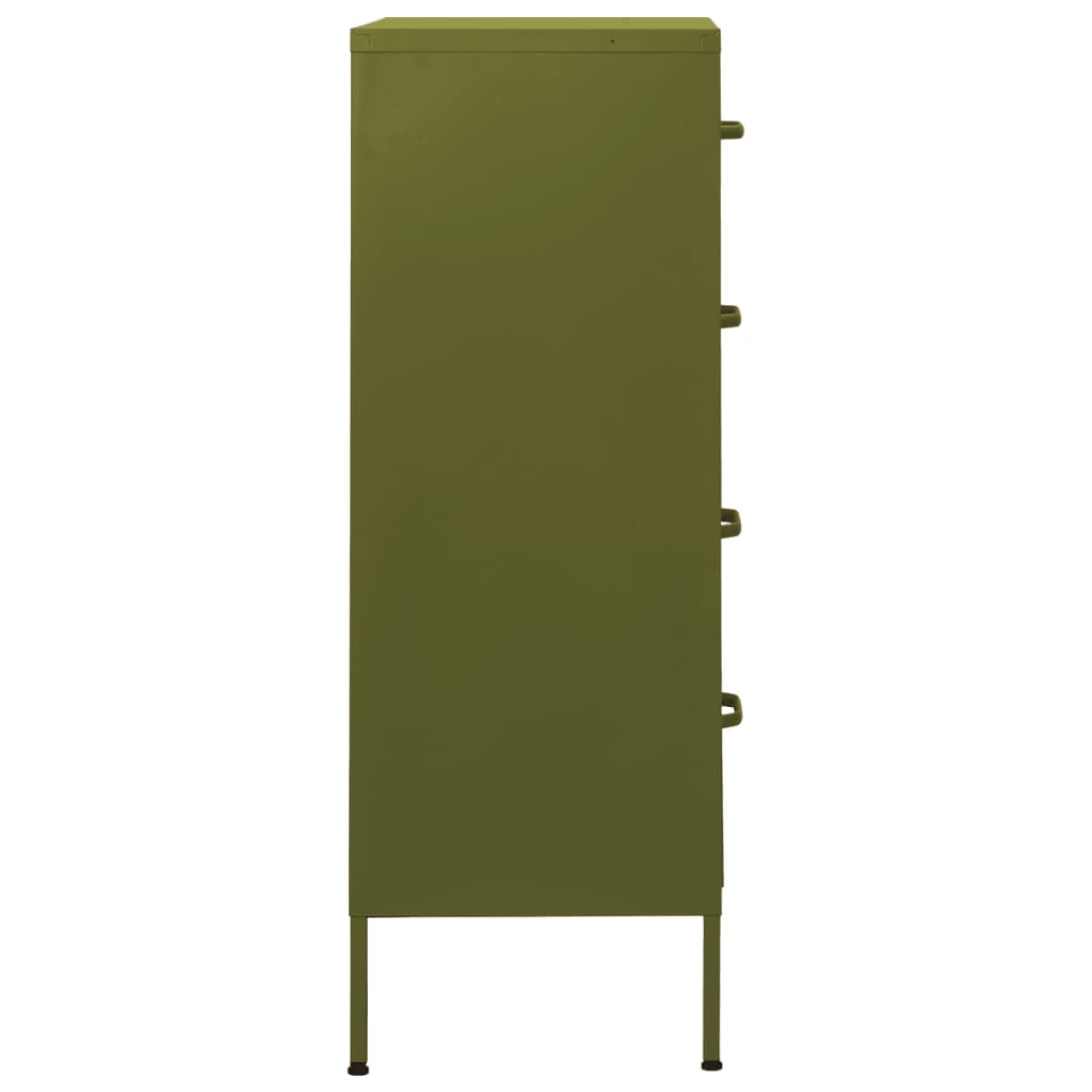 Chest of drawers, olive green, 80x35x101.5cm, steel