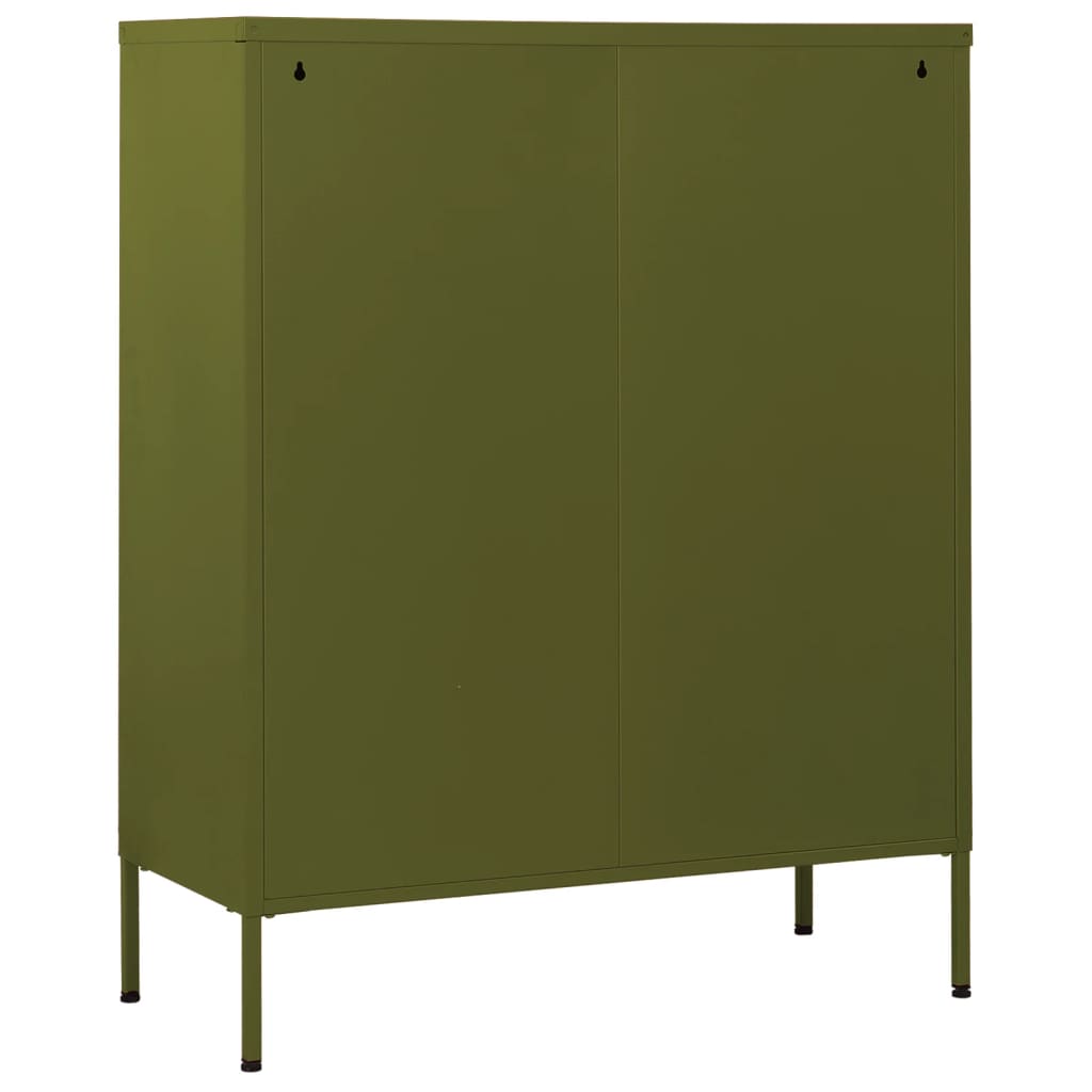 Chest of drawers, olive green, 80x35x101.5cm, steel