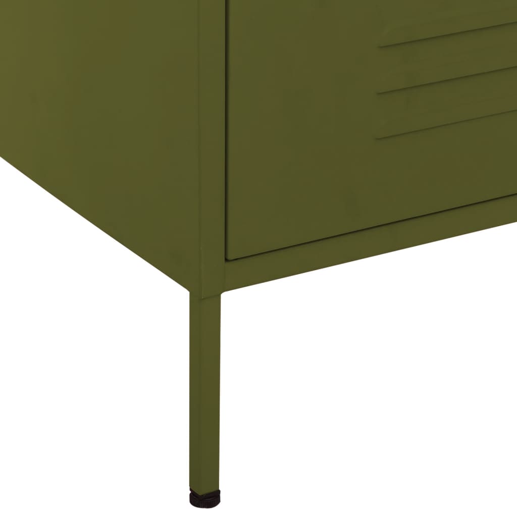 Chest of drawers, olive green, 80x35x101.5cm, steel