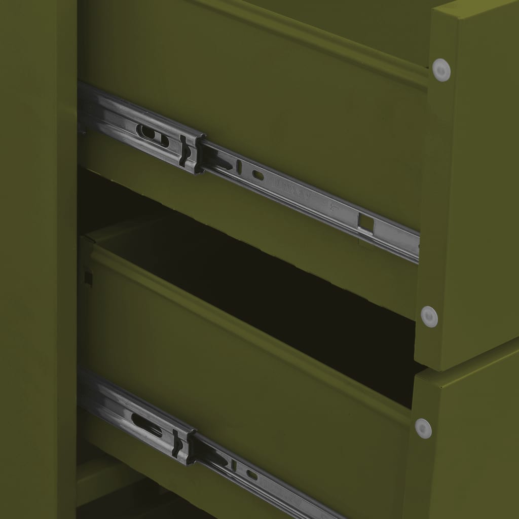 Chest of drawers, olive green, 80x35x101.5cm, steel