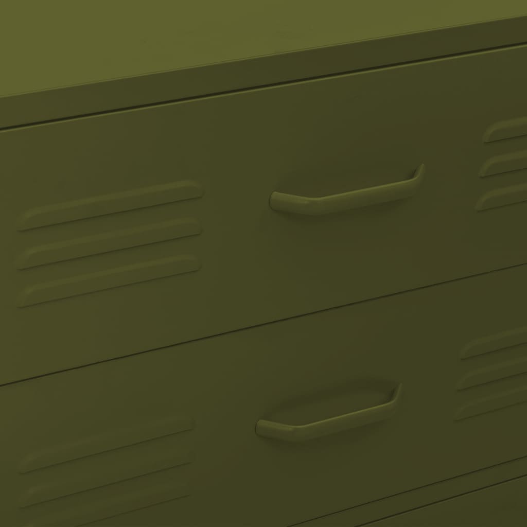Chest of drawers, olive green, 80x35x101.5cm, steel