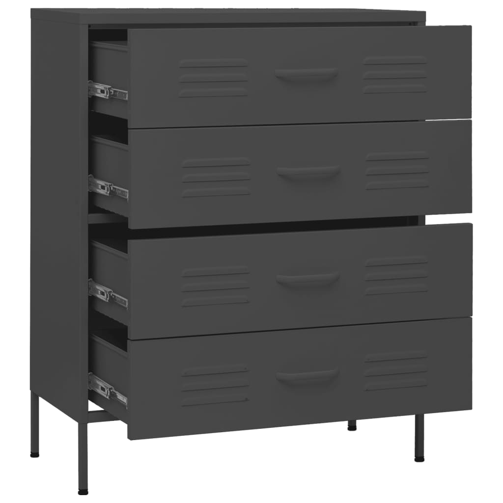 Chest of drawers, anthracite, 80x35x101.5cm, steel