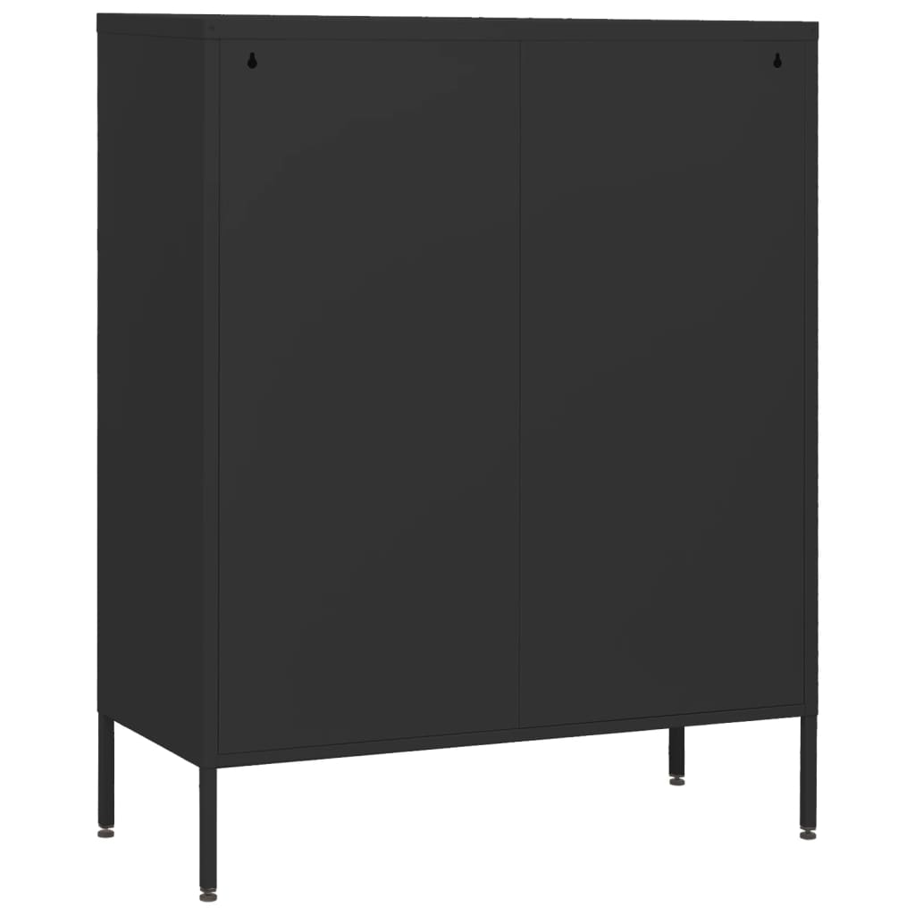 Kumode ar atvilktnēm, melna, 80x35x101,5cm, tērauds