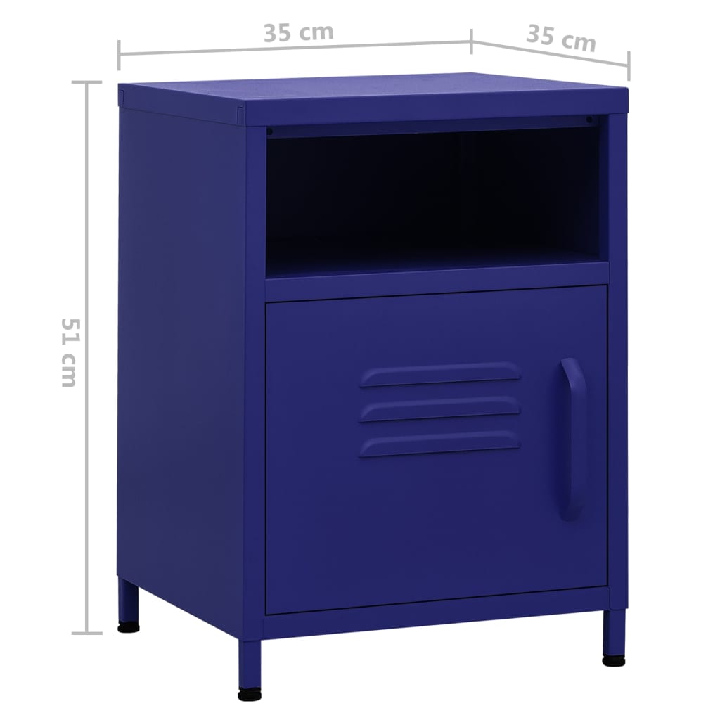 Bedside table, dark blue, 35x35x51cm, steel